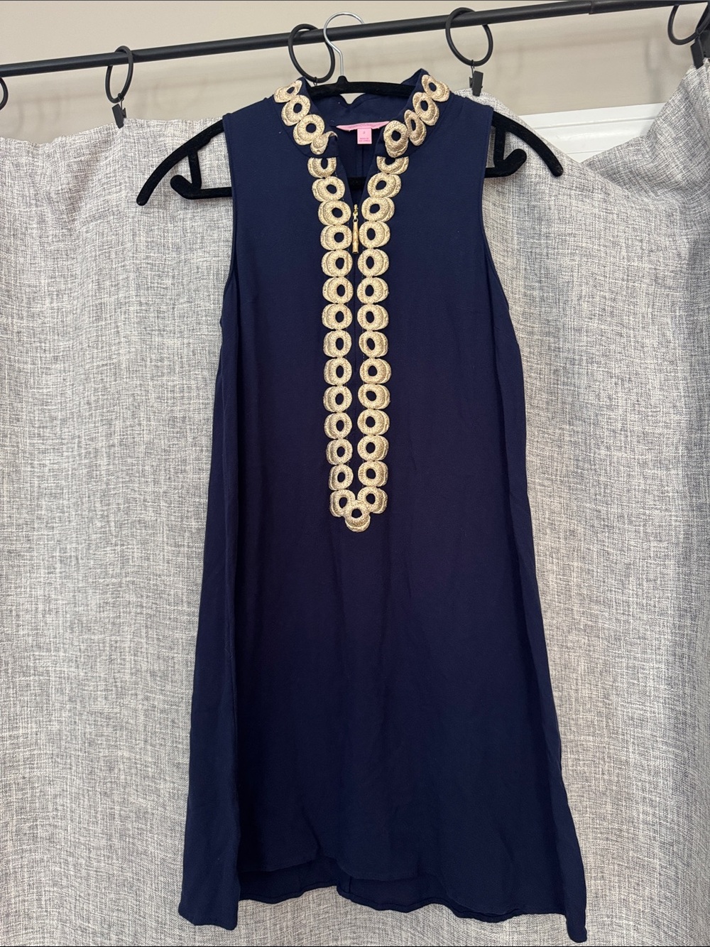 Lilly Pulitzer Navy Sleeveless Shift Dress with Gold Trim